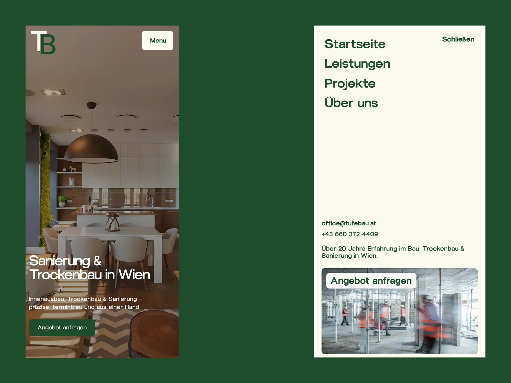 TUFEBAU responsive website interface showcase