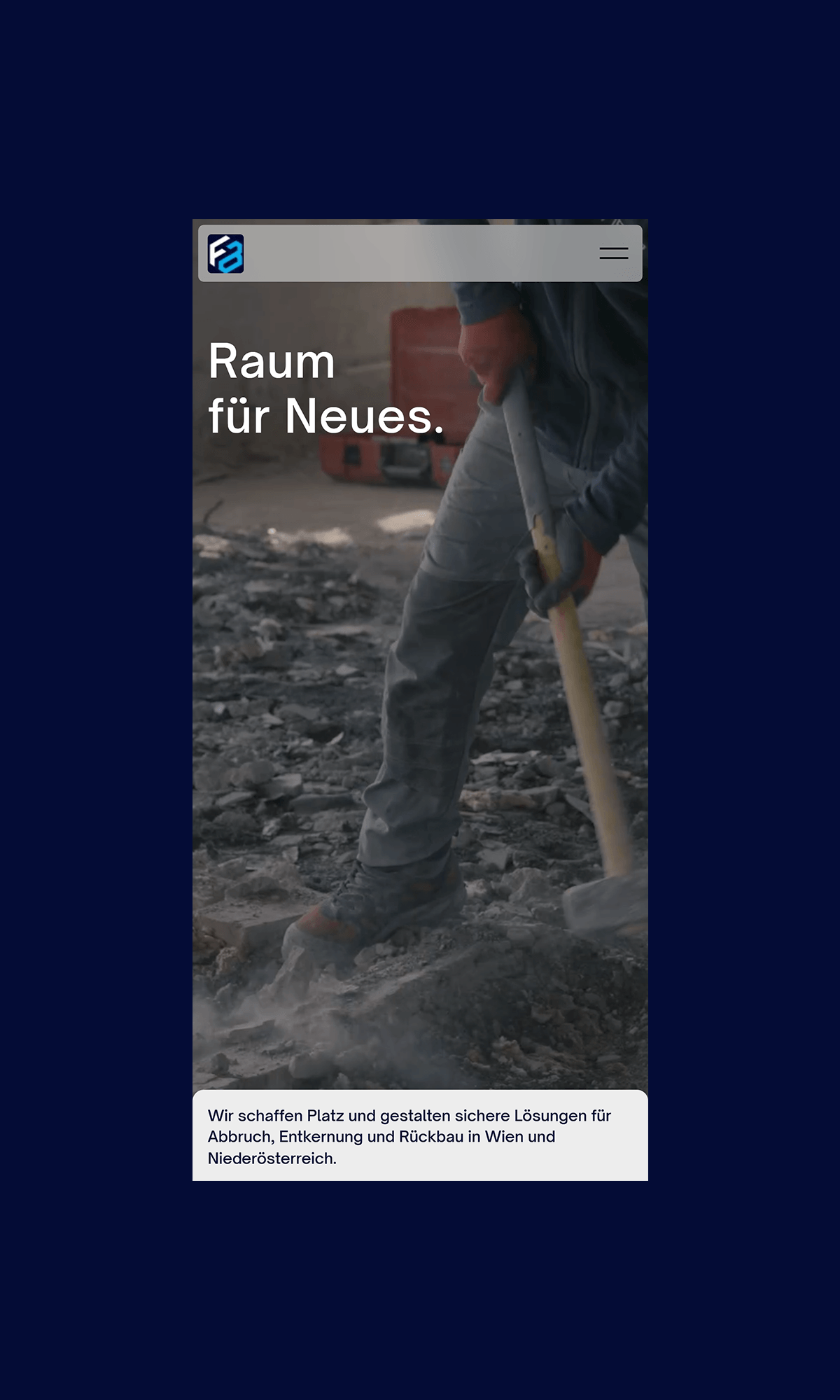 FIBROBAU mobile website interface